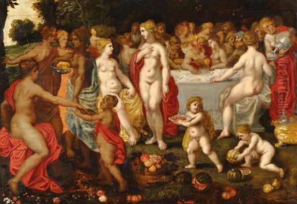 Gottermahl Bei Der Hochzeit Von Peleus Und Thetis Oil Painting by Hendrik van Balen