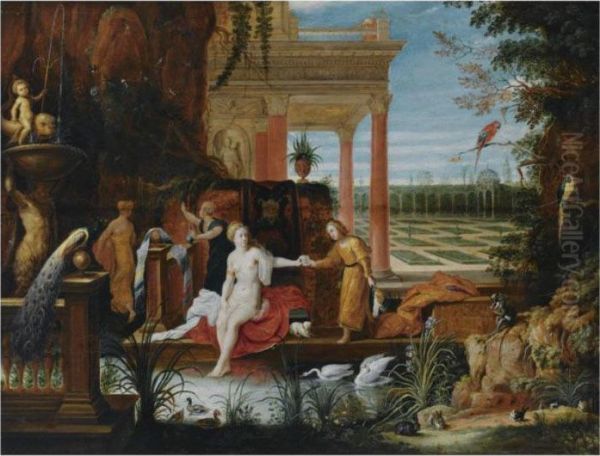 King David And Bathsheba Oil Painting by Hendrik van Balen