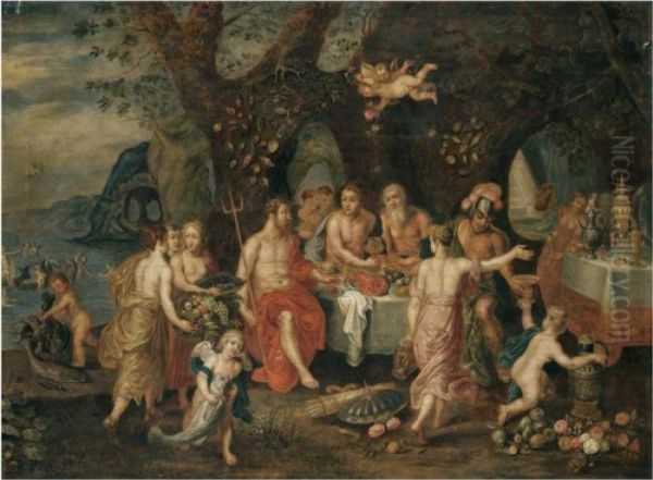 The Banquet Of Achelous Oil Painting by Hendrik van Balen