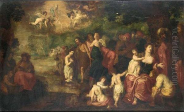 The Baptism Of Christ Oil Painting by Hendrik van Balen