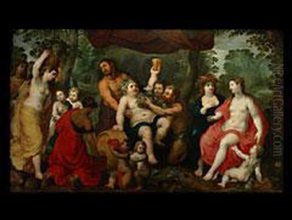 Die Huldigung An Bacchus Oil Painting by Hendrik van Balen