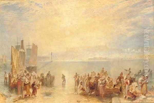 Granville Fisherfolk on the beach at sunset Oil Painting by Joseph Mallord William Turner