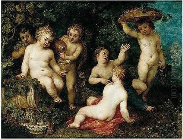 The Infant Bacchus Oil Painting by Hendrik van Balen