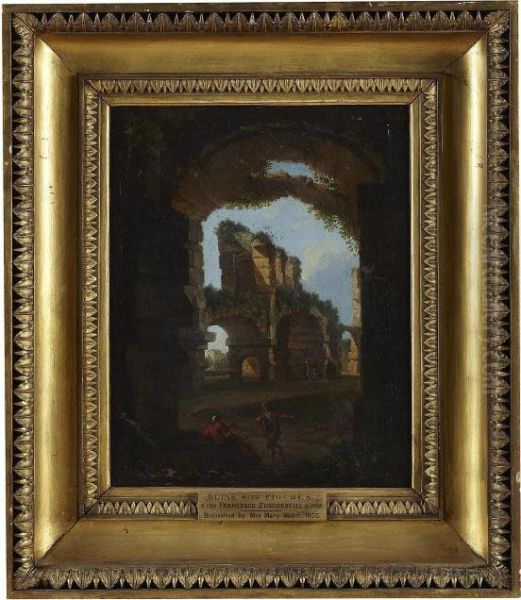 Figures By Ruins Oil Painting by Jan Frans Van Bloemen (Orizzonte)