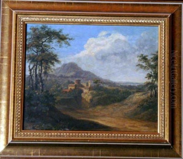 Landscape With Village And Mountains In Distance Oil Painting by Jan Frans Van Bloemen (Orizzonte)