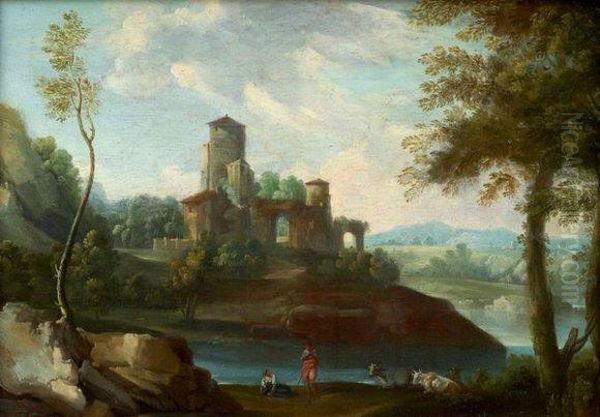 Paysage De Lac En Italie Oil Painting by Jan Frans Van Bloemen (Orizzonte)