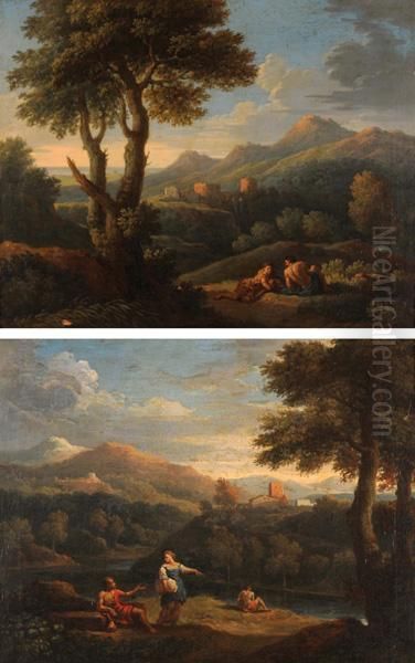 Paesaggio Laziale Con Figure Eruderi Oil Painting by Jan Frans Van Bloemen (Orizzonte)