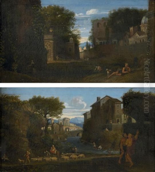 Scene Pastorale Aux Abords D'une Ville Oil Painting by Jan Frans Van Bloemen (Orizzonte)