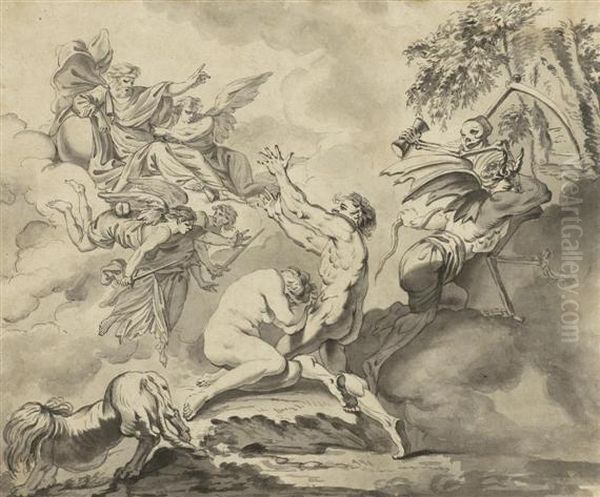 God The Father Banishes Death And The Devil Oil Painting by Jan Frans Van Bloemen (Orizzonte)