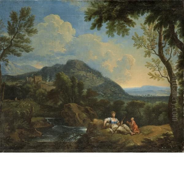 Paesaggio Con Una Contadinella Oil Painting by Jan Frans Van Bloemen (Orizzonte)