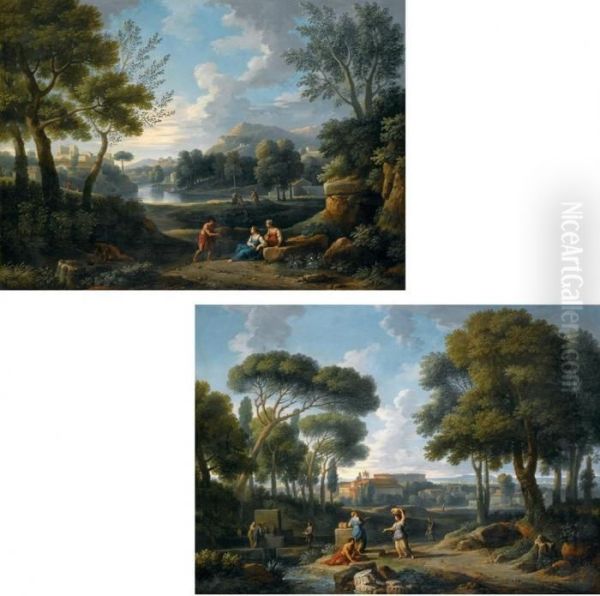 Paesaggio Arcadico Con Lago E Il Cortile Di Belvedere Oil Painting by Jan Frans Van Bloemen (Orizzonte)