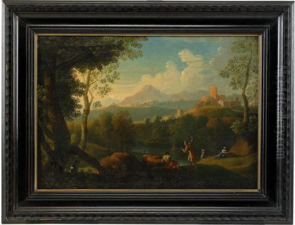 Pastoralt Landskap Oil Painting by Jan Frans Van Bloemen (Orizzonte)