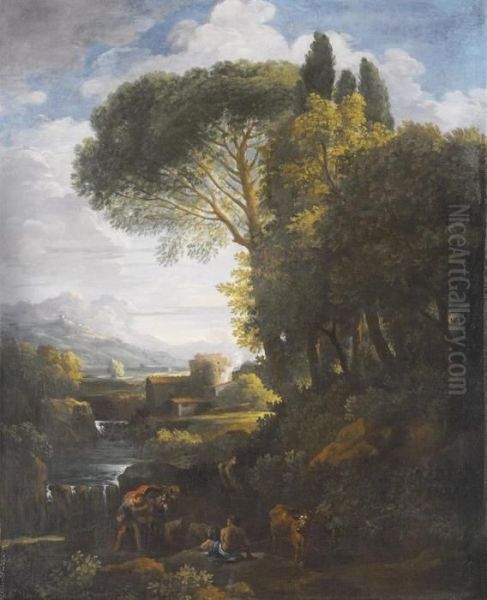 Paesaggio Con Pastori E Animali Oil Painting by Jan Frans Van Bloemen (Orizzonte)