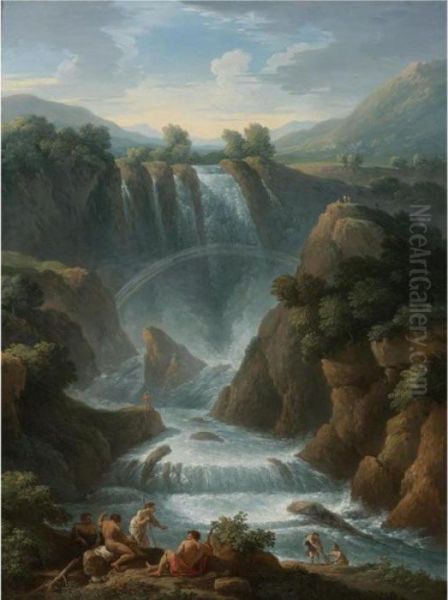 The Marmore Waterfalls At Terni Oil Painting by Jan Frans Van Bloemen (Orizzonte)