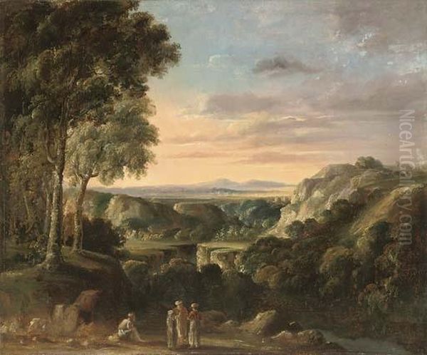 Travelers Resting Beside A Gorge Oil Painting by Jan Frans Van Bloemen (Orizzonte)