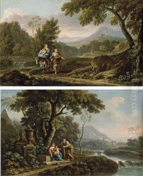 The Flight Into Egypt; And The Rest On The Flight To Egypt Oil Painting by Jan Frans Van Bloemen (Orizzonte)