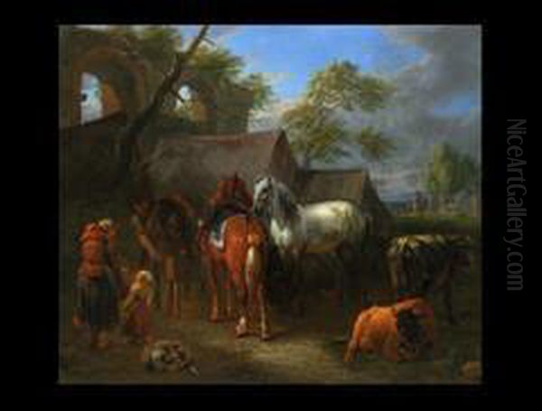 Reiter Bei Der Rast Oil Painting by Jan Frans Van Bloemen (Orizzonte)