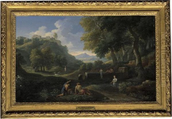 Paesaggio Laziale Con Un Fontanile Oil Painting by Jan Frans Van Bloemen (Orizzonte)