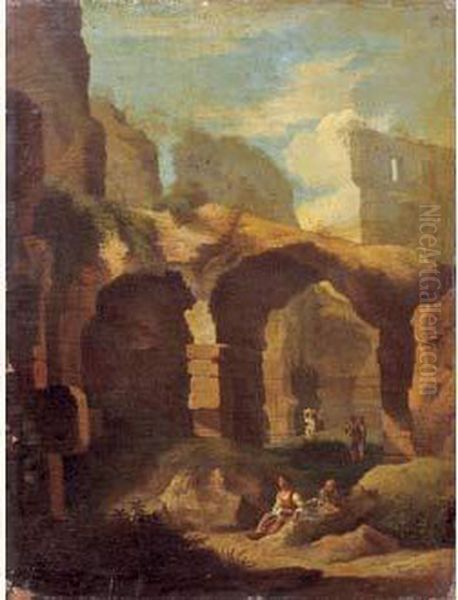 Ruines Antiques Animees De Personnages Oil Painting by Jan Frans Van Bloemen (Orizzonte)