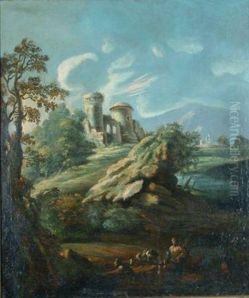 Landscape With Ruins And Shepherd Oil Painting by Jan Frans Van Bloemen (Orizzonte)