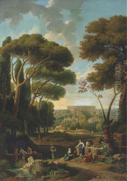 A Classical Landscape With A View Of Rome Oil Painting by Jan Frans Van Bloemen (Orizzonte)