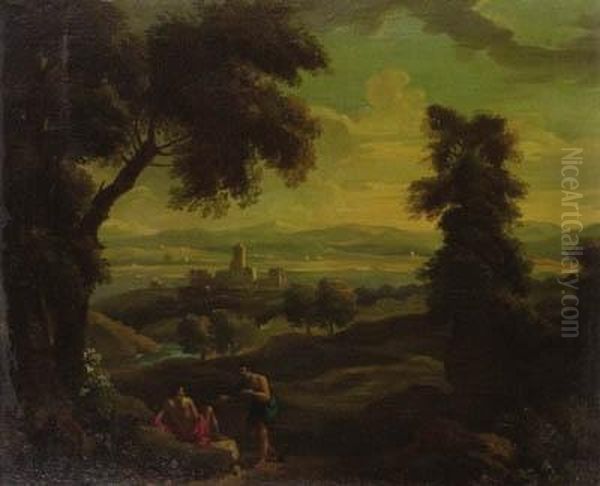 Paesaggio Laziale Con Figure E Ruderi Oil Painting by Jan Frans Van Bloemen (Orizzonte)