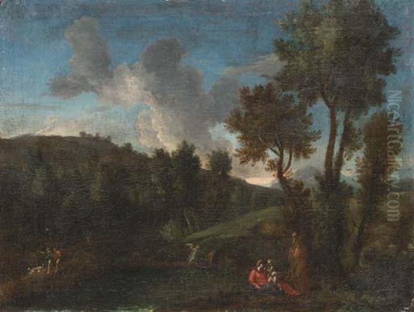 The Rest On The Flight Into Egypt Oil Painting by Jan Frans Van Bloemen (Orizzonte)