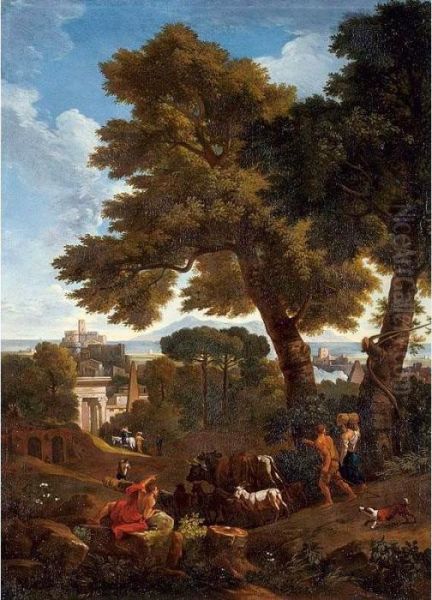 Classical Landscape With Shepherds Oil Painting by Jan Frans Van Bloemen (Orizzonte)