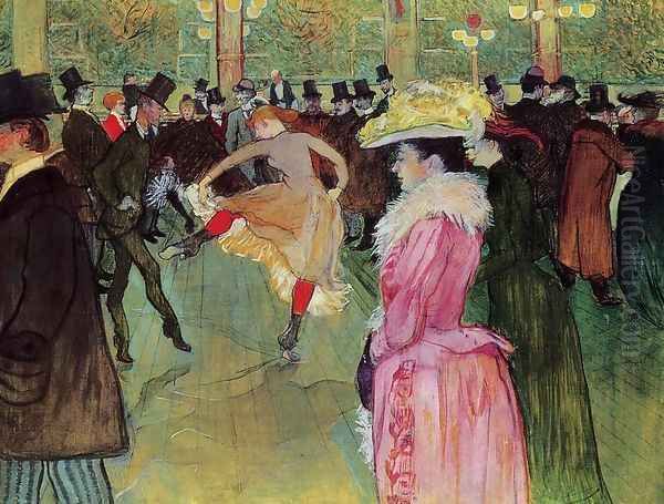 Dance At The Moulin Rouge Oil Painting by Henri De Toulouse-Lautrec