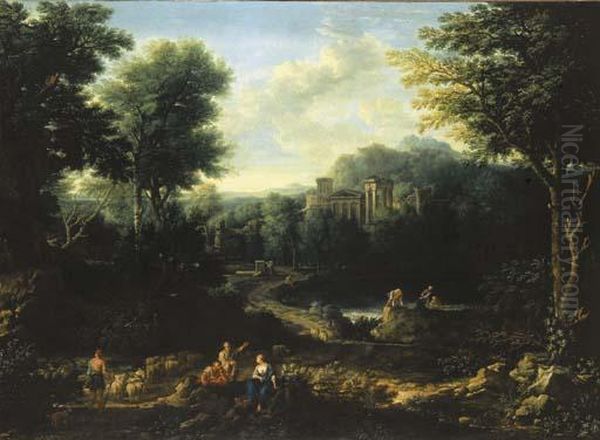 An Arcadian Landscape Oil Painting by Jan Frans Van Bloemen (Orizzonte)