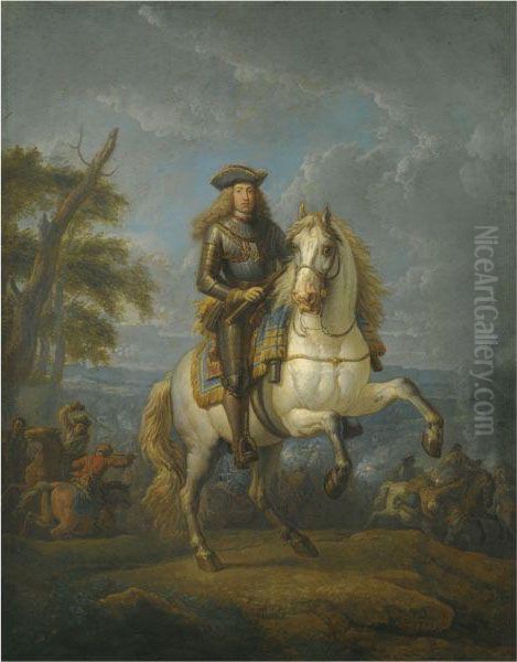 Equestrian Portrait Of The Emperor Charles Vi Oil Painting by Pieter van Bloemen