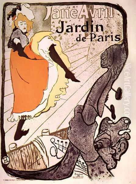 Jane Avril, Jardin de Paris Oil Painting by Henri De Toulouse-Lautrec