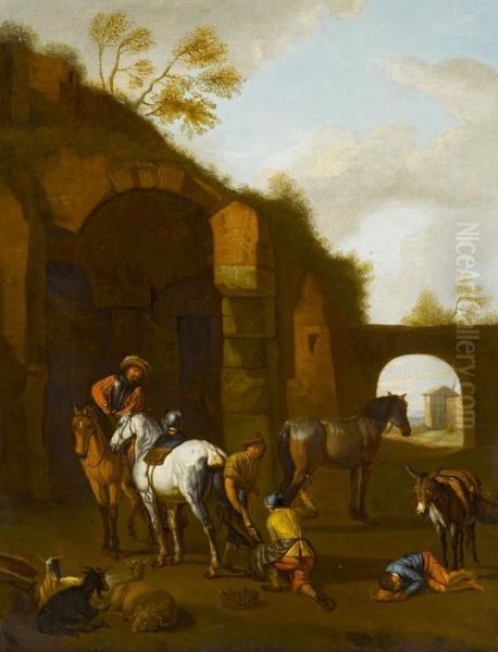 Der Hufschmied Oil Painting by Pieter van Bloemen