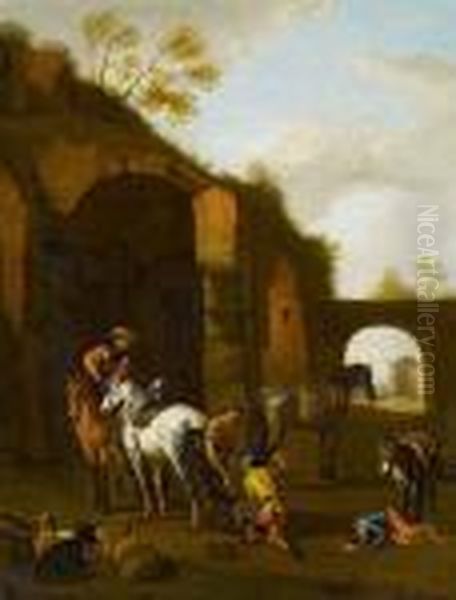 Der Hufschmied Oil Painting by Pieter van Bloemen