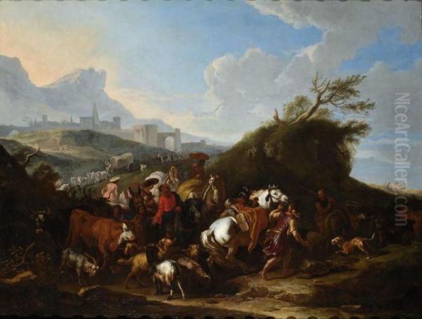 Carovana Con Animali Oil Painting by Pieter van Bloemen