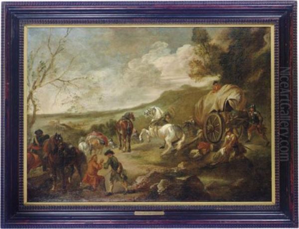 Ambush On A Country Road Oil Painting by Pieter van Bloemen