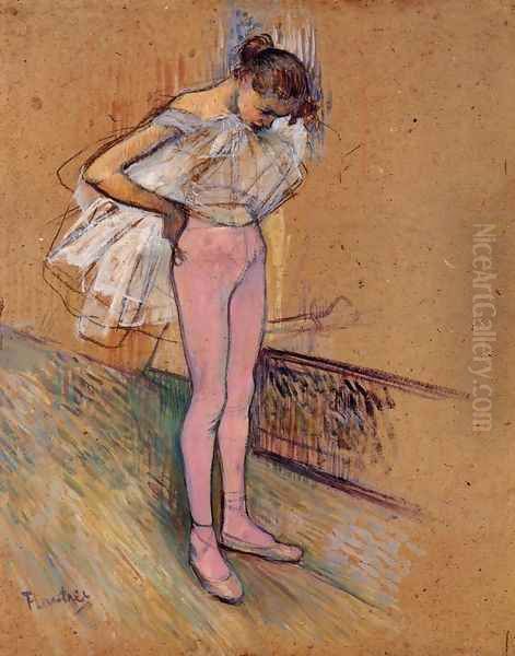 Dancer Adjusting Her Tights Oil Painting by Henri De Toulouse-Lautrec