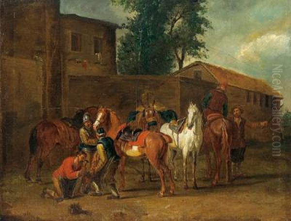 Cavalli Dal Maniscalco Oil Painting by Pieter van Bloemen