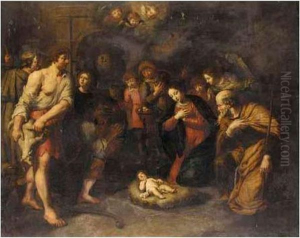 The Adoration Of The Shepherds Oil Painting by Pieter van Bloemen