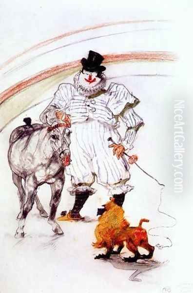 At The Circus Horse And Monkey Dressage Oil Painting by Henri De Toulouse-Lautrec