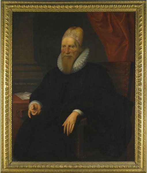 Portrait Of Sir Henry Spelman (c.1564-1641) Oil Painting by Cornelius Jonson