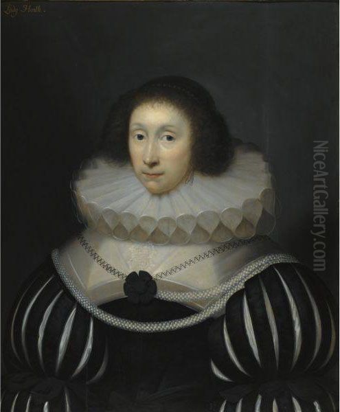 Portrait Of Margaret Miller, 
Lady Heath (1578-1647), Wife Of Sirrobert Heath, Lord Chief Justice Oil Painting by Cornelius Jonson