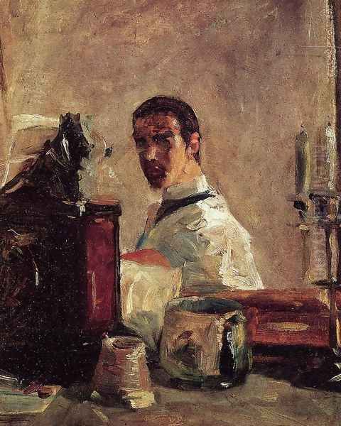 Self Portrait Before A Mirror Oil Painting by Henri De Toulouse-Lautrec