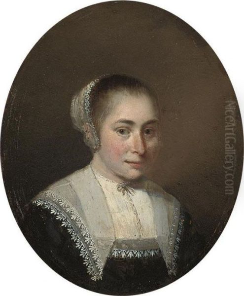 Portrait Of A Lady Traditionally Identified As Mary Cropper Oil Painting by Cornelius Jonson