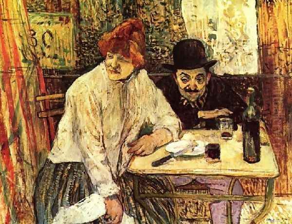 In The Restaurant La Mie Oil Painting by Henri De Toulouse-Lautrec