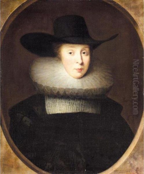 Portrait Of Frances, Lady Robinson Oil Painting by Cornelius Jonson