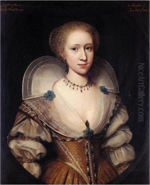 Portrait Of Lady Margaret Mennes Oil Painting by Cornelius Jonson