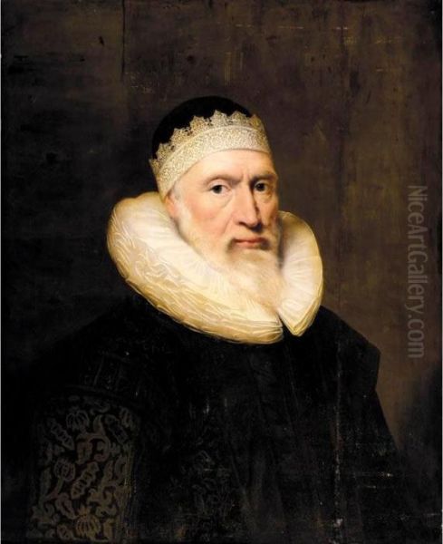 Portrait Of A Gentleman Oil Painting by Cornelius Jonson