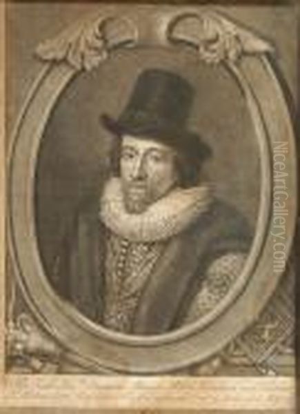 A Portrait Of The Right Honourable Francis Bacon Oil Painting by Cornelius Jonson