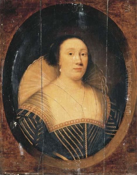 Portrait Of Lady Jane Sanwell, Bust-length Oil Painting by Cornelius Jonson